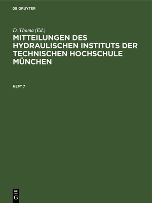 cover image of Mitteilungen des Hydraulischen Instituts der Technischen Hochschule München